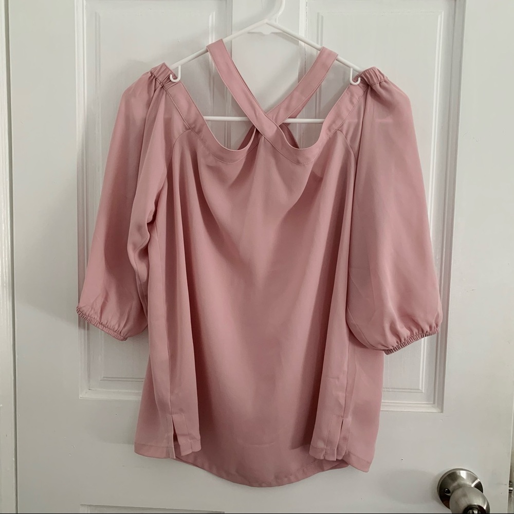 Loft cold shoulder cross neck blouse